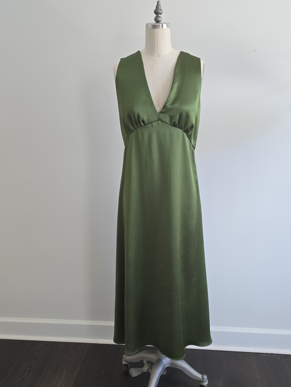 Weekend Max Mara Olive Green Satin Maxi Dress